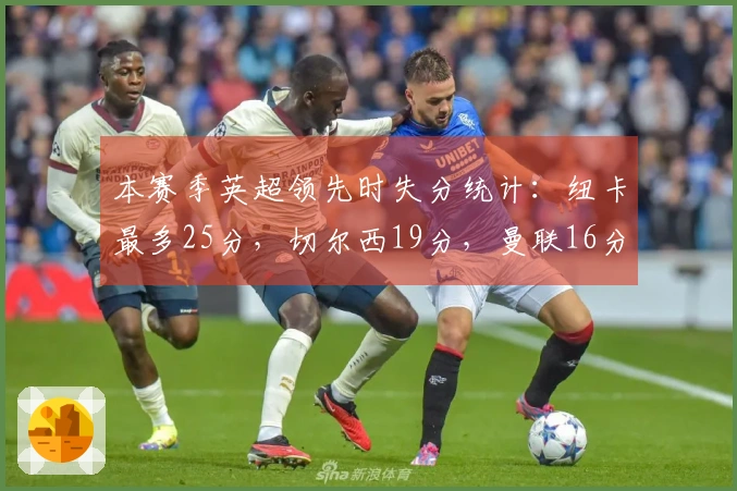 本赛季英超领先时失分统计：纽卡最多25分，切尔西19分，曼联16分